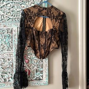 Fashion ova size L black lace corset top that has been discontinued
